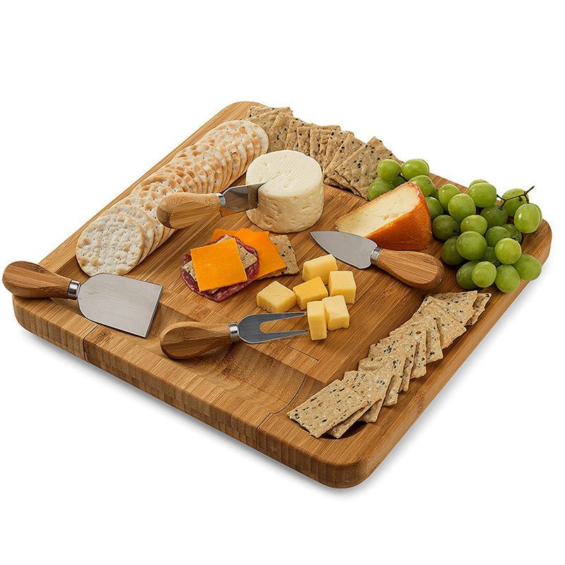 Planche à découper multifonction en bambou avec tiroir à couteaux et fourchettes - IVOIRART.COM