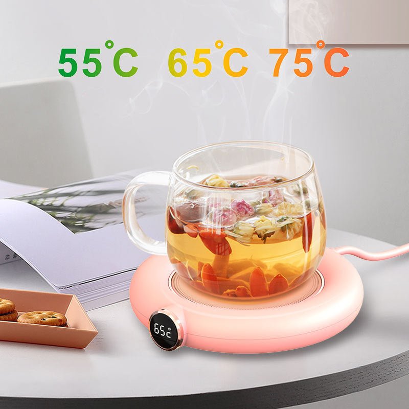 Plaque Chauffante USB pour Tasse avec 3 Températures Réglables, Affichage LED, Chauffe-tasse Électrique pour Maison et Bureau - IVOIRART.COM