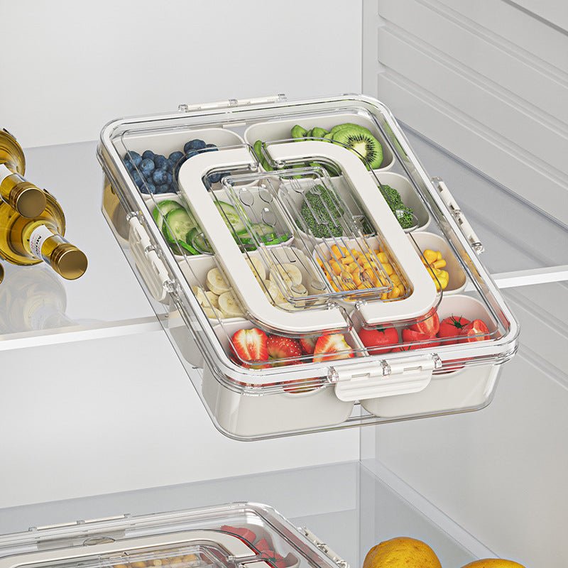 Plateau de Service Compartimenté à 8 Sections avec Couvercle – Boîte de Rangement pour Fruits, Snacks, Condiments et Réfrigérateur - IVOIRART.COM