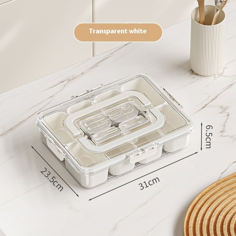 Plateau de Service Compartimenté à 8 Sections avec Couvercle – Boîte de Rangement pour Fruits, Snacks, Condiments et Réfrigérateur - IVOIRART.COM