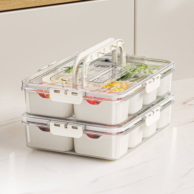 Plateau de Service Compartimenté à 8 Sections avec Couvercle – Boîte de Rangement pour Fruits, Snacks, Condiments et Réfrigérateur - IVOIRART.COM
