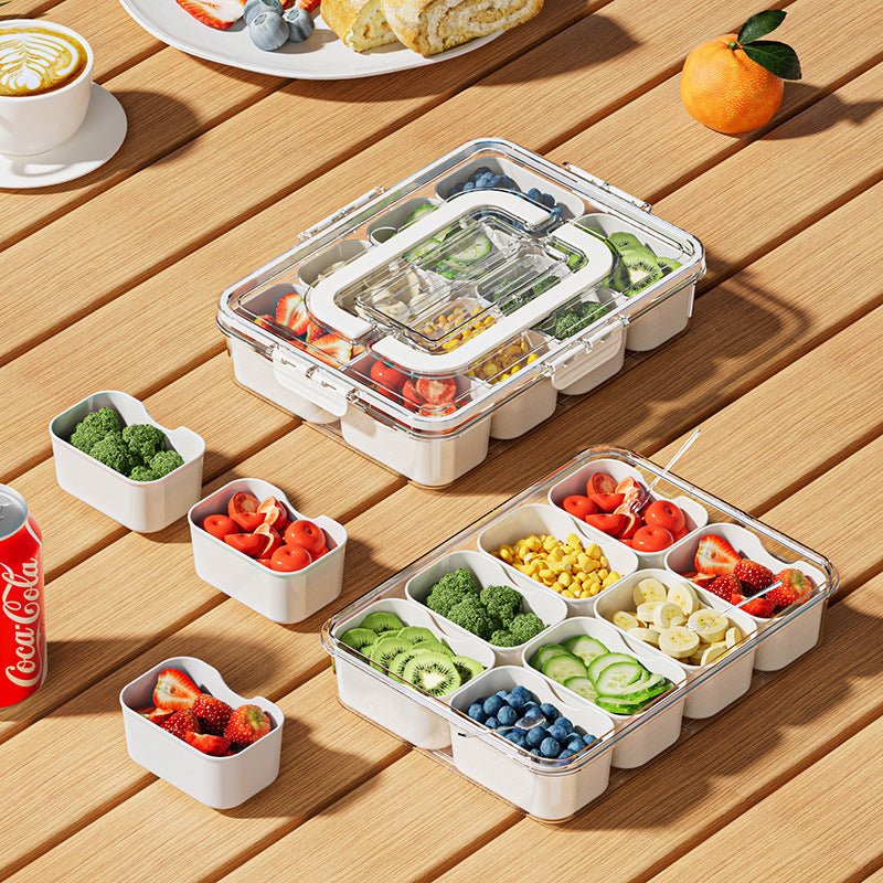 Plateau de Service Compartimenté à 8 Sections avec Couvercle – Boîte de Rangement pour Fruits, Snacks, Condiments et Réfrigérateur - IVOIRART.COM