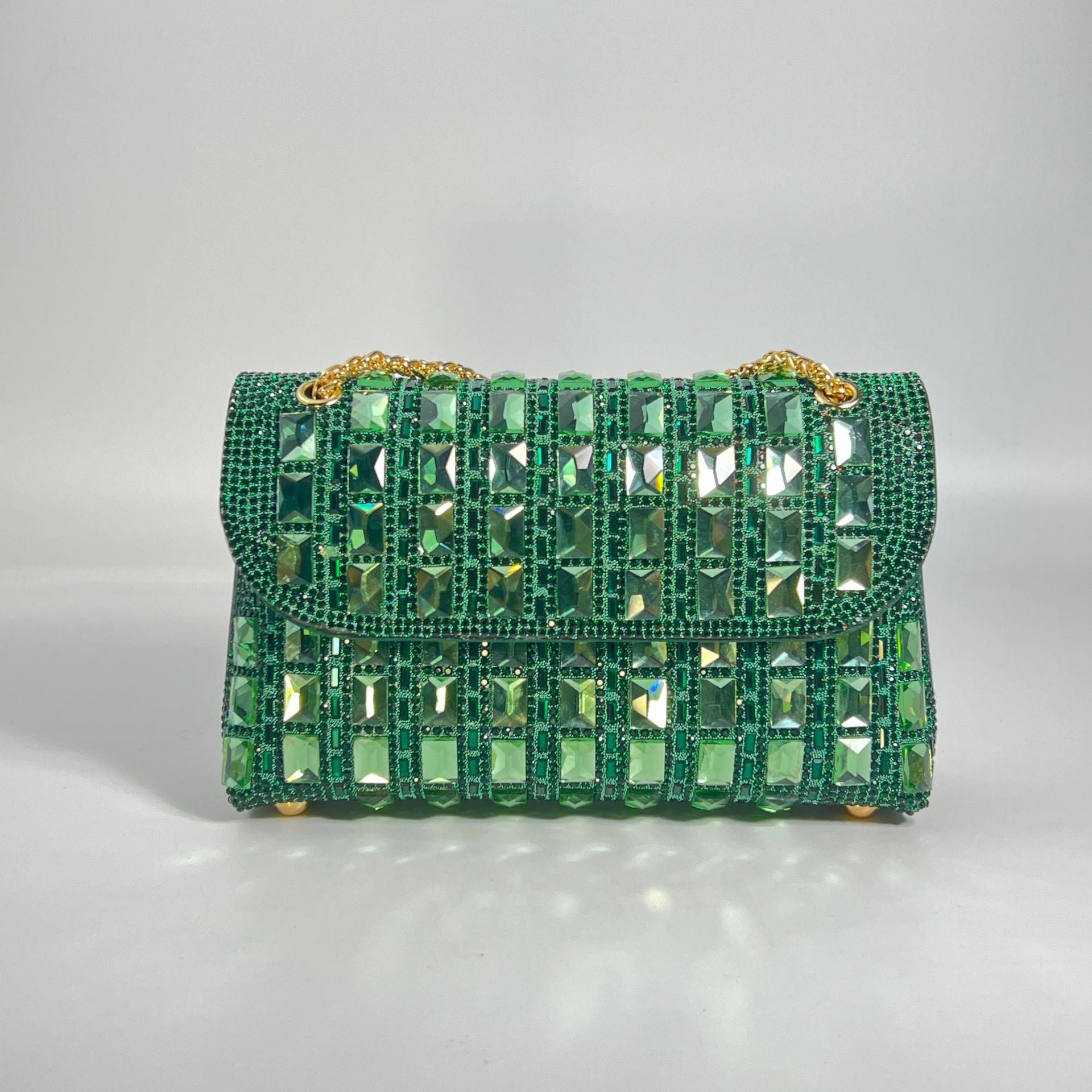 Pochette chaîne strass en verre brillant - Clutch élégant pour soirée chic luxe! - IVOIRART.COM