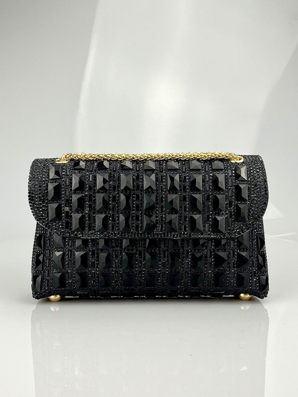 Pochette chaîne strass en verre brillant - Clutch élégant pour soirée chic luxe! - IVOIRART.COM