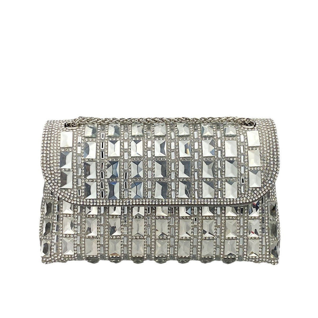 Pochette chaîne strass en verre brillant - Clutch élégant pour soirée chic luxe! - IVOIRART.COM