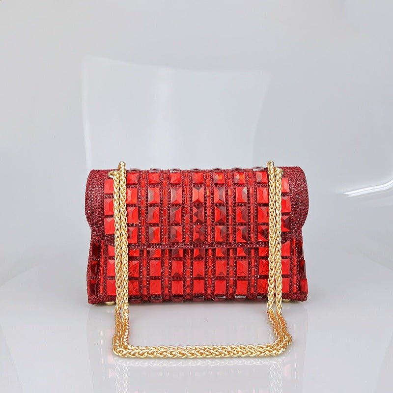 Pochette chaîne strass en verre brillant - Clutch élégant pour soirée chic luxe! - IVOIRART.COM
