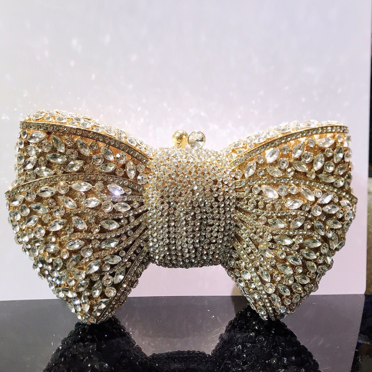 Pochette de Soirée Noeud avec Diamants Sac à Main Cristaux Élégant et Raffiné - IVOIRART.COM