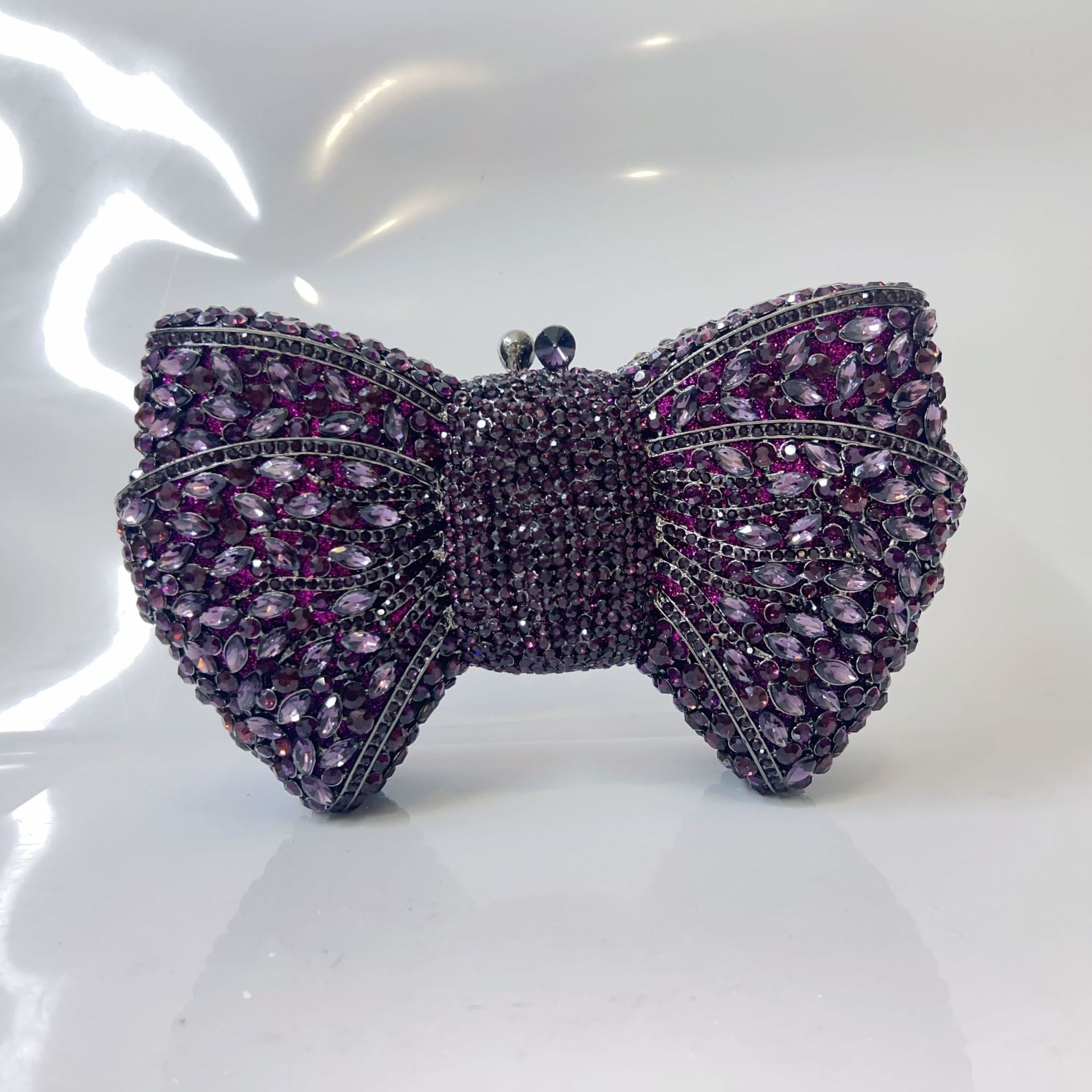 Pochette de Soirée Noeud avec Diamants Sac à Main Cristaux Élégant et Raffiné - IVOIRART.COM