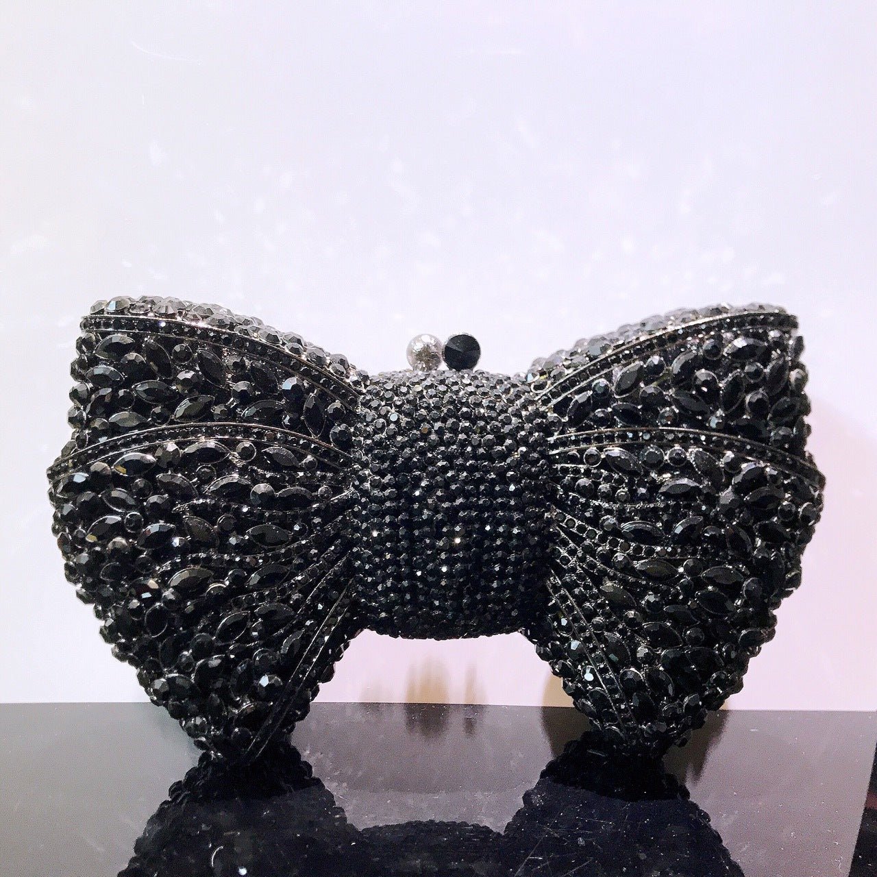 Pochette de Soirée Noeud avec Diamants Sac à Main Cristaux Élégant et Raffiné - IVOIRART.COM