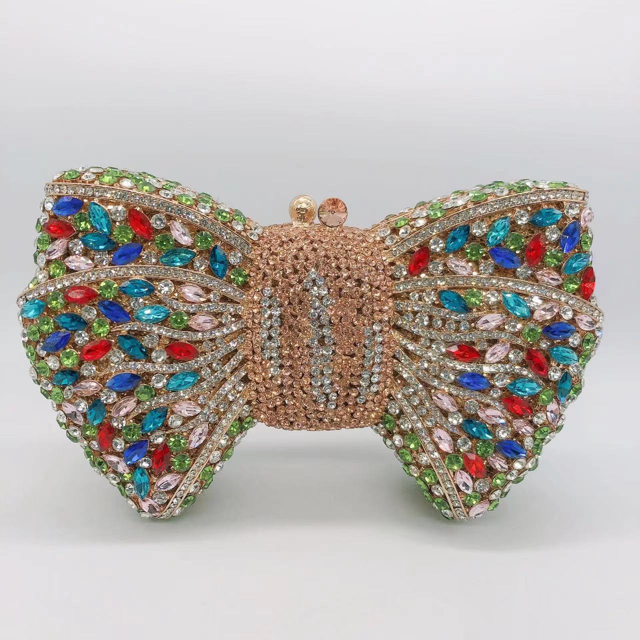 Pochette de Soirée Noeud avec Diamants Sac à Main Cristaux Élégant et Raffiné - IVOIRART.COM