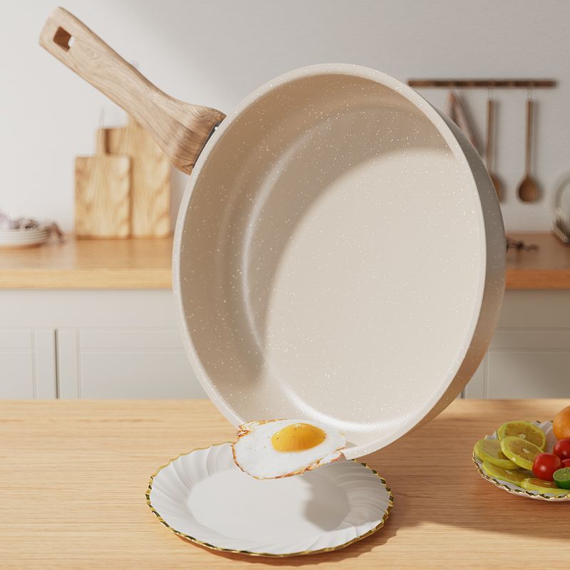 Poêle à frire en maifanite avec fond plat, steak, crêpe et wok pour sauter - IVOIRART.COM