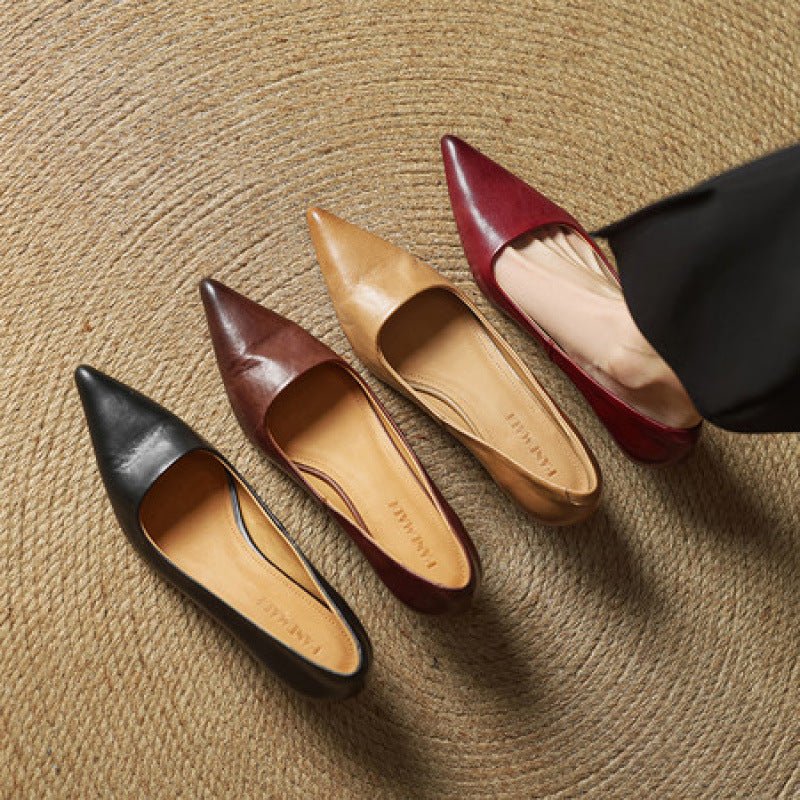 Pointed Toe Shallow Mouth All-match Commute Work Shoes - IVOIRART.COM
