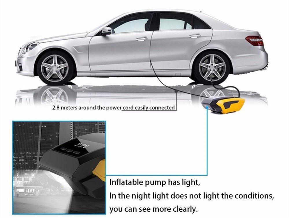 Pompe à air portative pour voiture avec écran digital, pression réglable 150 PSI - IVOIRART.COM