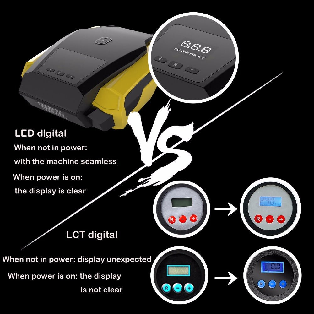 Pompe à air portative pour voiture avec écran digital, pression réglable 150 PSI - IVOIRART.COM