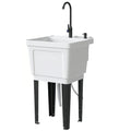 Portable 23-Gallon Utility Sink Laundry Tub For Washing Room, Freestanding Laundry Sink With Soap Dispenser, White - IVOIRART.COM