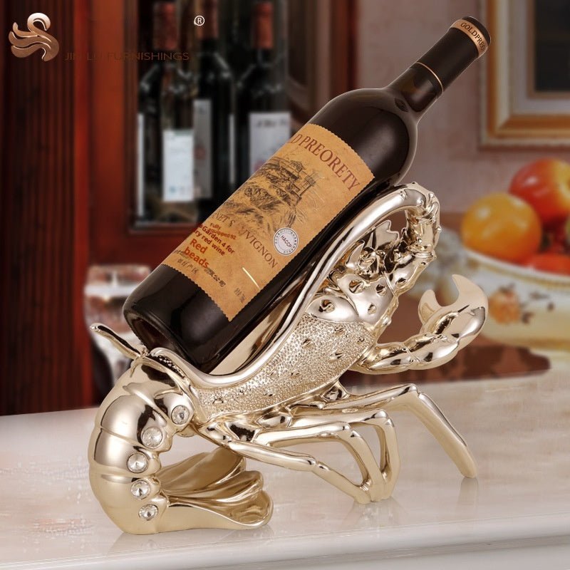 Porte-bouteille homard, ornement en résine rose gold et argent élégant chic déco - IVOIRART.COM