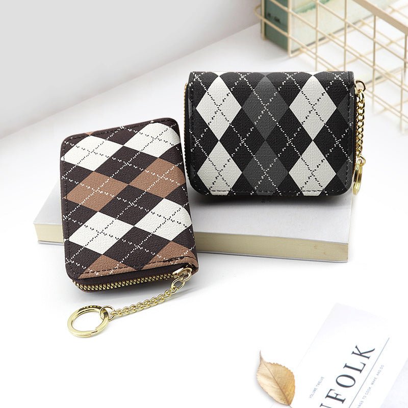 Porte - monnaie zippé diamant avec grande capacité pour cartes et monnaie - IVOIRART.COM