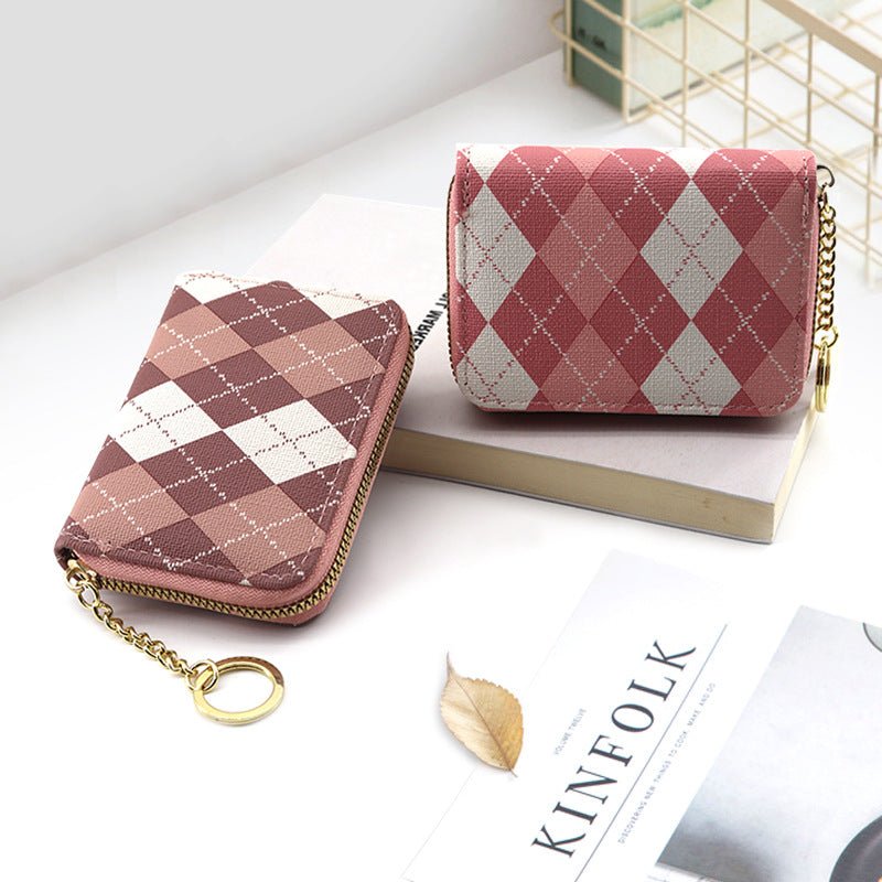 Porte - monnaie zippé diamant avec grande capacité pour cartes et monnaie - IVOIRART.COM