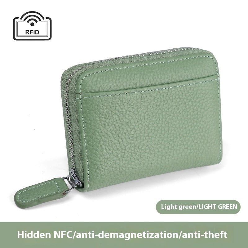 Portefeuille en Cuir Véritable RFID Sécurisé Compact avec Poche à Monnaie et Fermeture Éclair - IVOIRART.COM