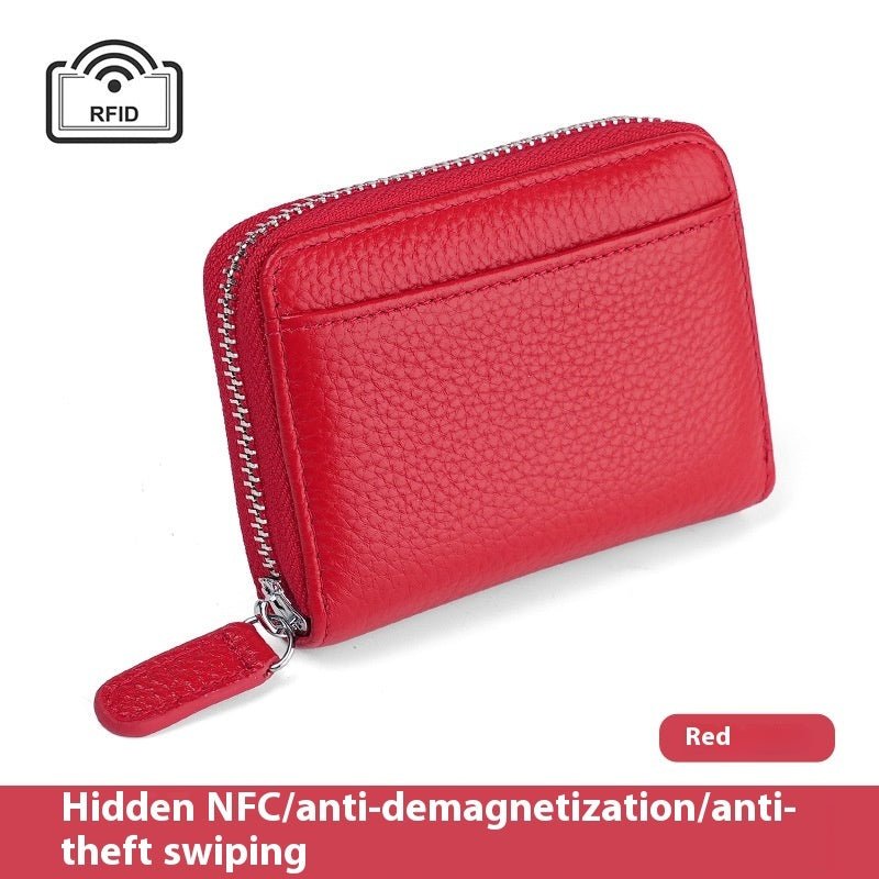 Portefeuille en Cuir Véritable RFID Sécurisé Compact avec Poche à Monnaie et Fermeture Éclair - IVOIRART.COM