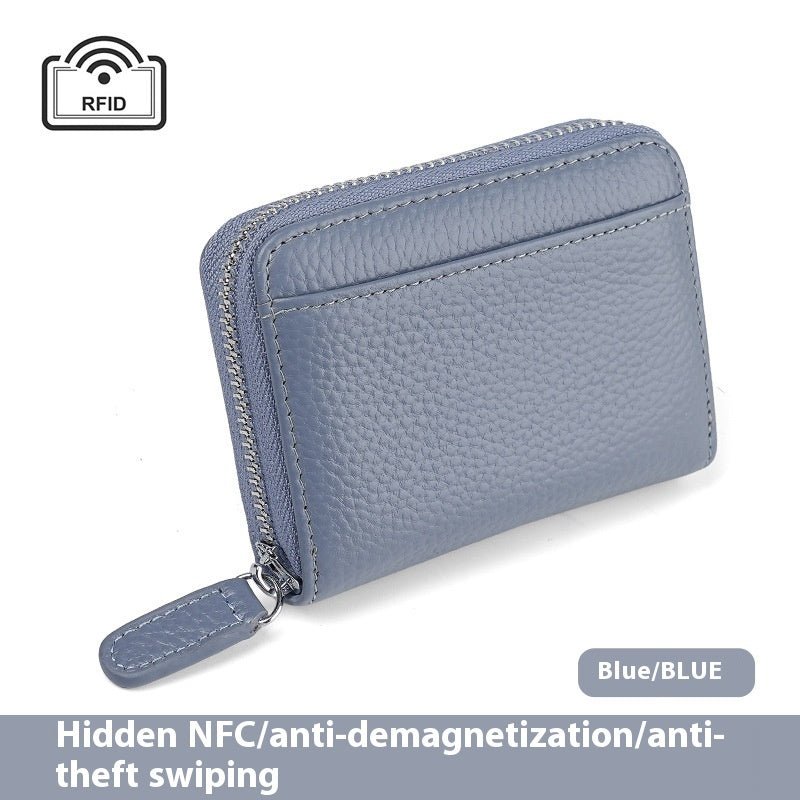 Portefeuille en Cuir Véritable RFID Sécurisé Compact avec Poche à Monnaie et Fermeture Éclair - IVOIRART.COM