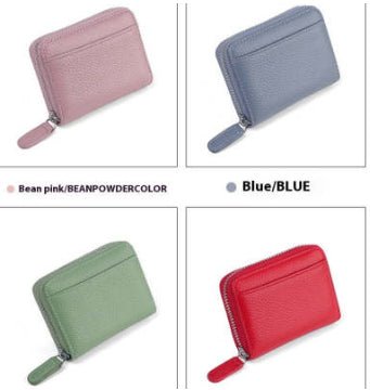 Portefeuille en Cuir Véritable RFID Sécurisé Compact avec Poche à Monnaie et Fermeture Éclair - IVOIRART.COM