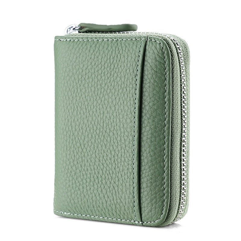 Portefeuille en Cuir Véritable RFID Sécurisé Compact avec Poche à Monnaie et Fermeture Éclair - IVOIRART.COM