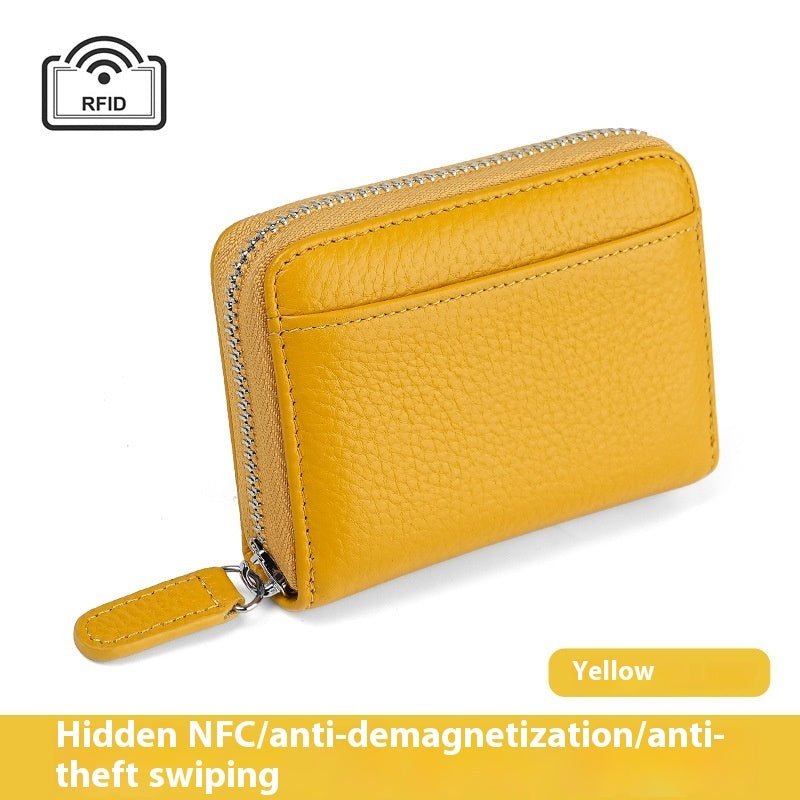 Portefeuille en Cuir Véritable RFID Sécurisé Compact avec Poche à Monnaie et Fermeture Éclair - IVOIRART.COM