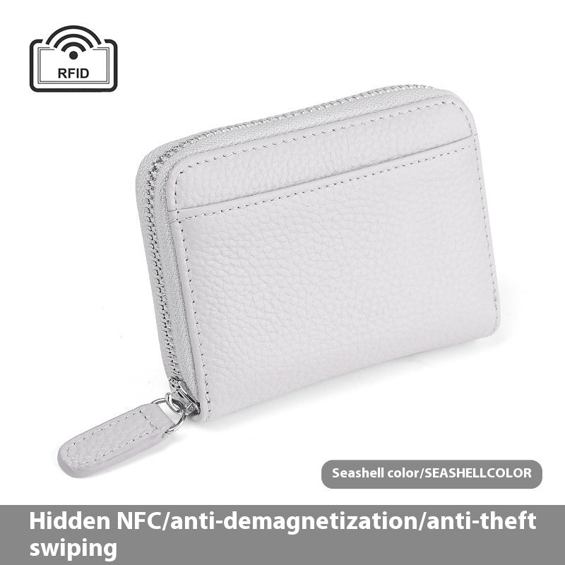 Portefeuille en Cuir Véritable RFID Sécurisé Compact avec Poche à Monnaie et Fermeture Éclair - IVOIRART.COM