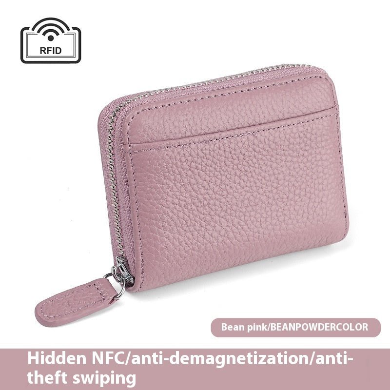 Portefeuille en Cuir Véritable RFID Sécurisé Compact avec Poche à Monnaie et Fermeture Éclair - IVOIRART.COM