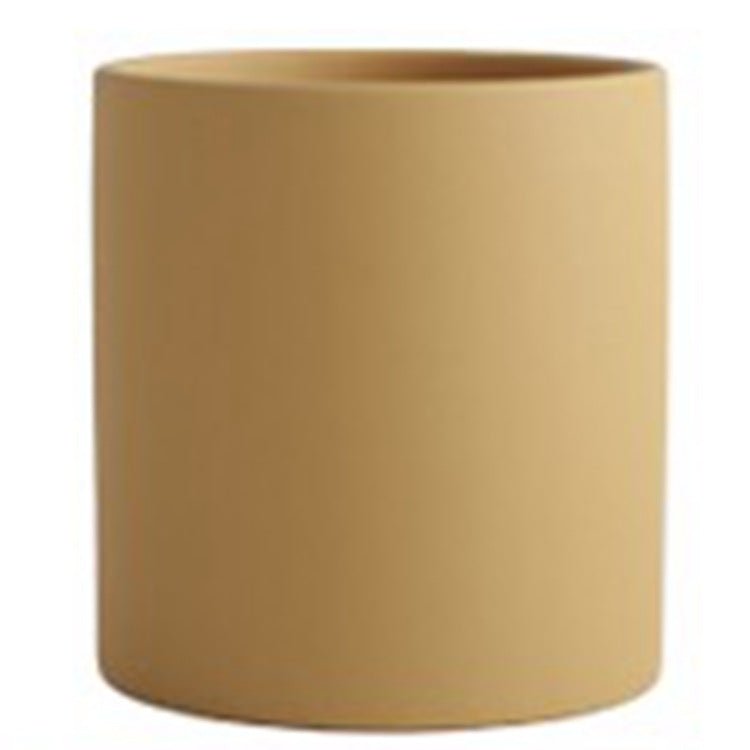 Pot de Fleurs Cylindrique Coloré en Céramique Style Industriel Nordique avec Trou et Plateau - IVOIRART.COM