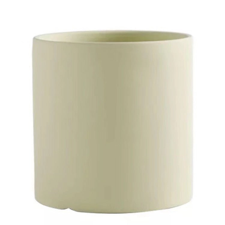 Pot de Fleurs Cylindrique Coloré en Céramique Style Industriel Nordique avec Trou et Plateau - IVOIRART.COM