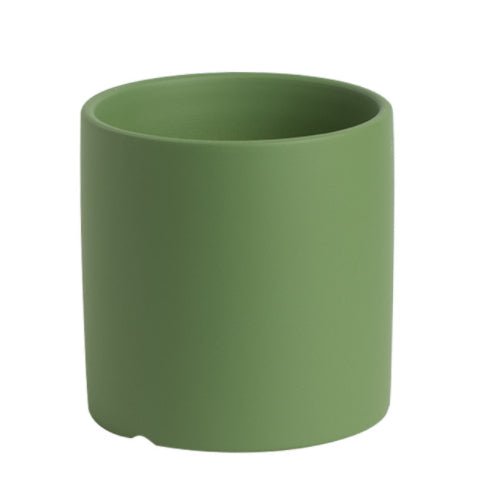 Pot de Fleurs Cylindrique Coloré en Céramique Style Industriel Nordique avec Trou et Plateau - IVOIRART.COM