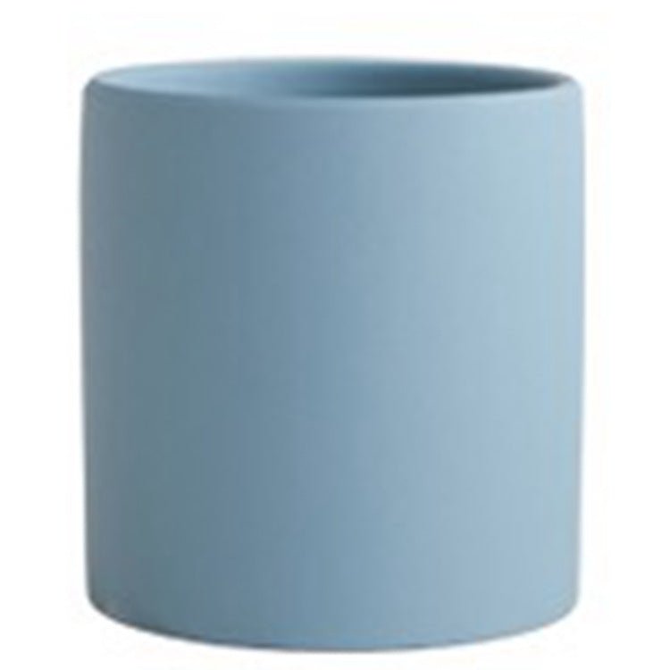 Pot de Fleurs Cylindrique Coloré en Céramique Style Industriel Nordique avec Trou et Plateau - IVOIRART.COM