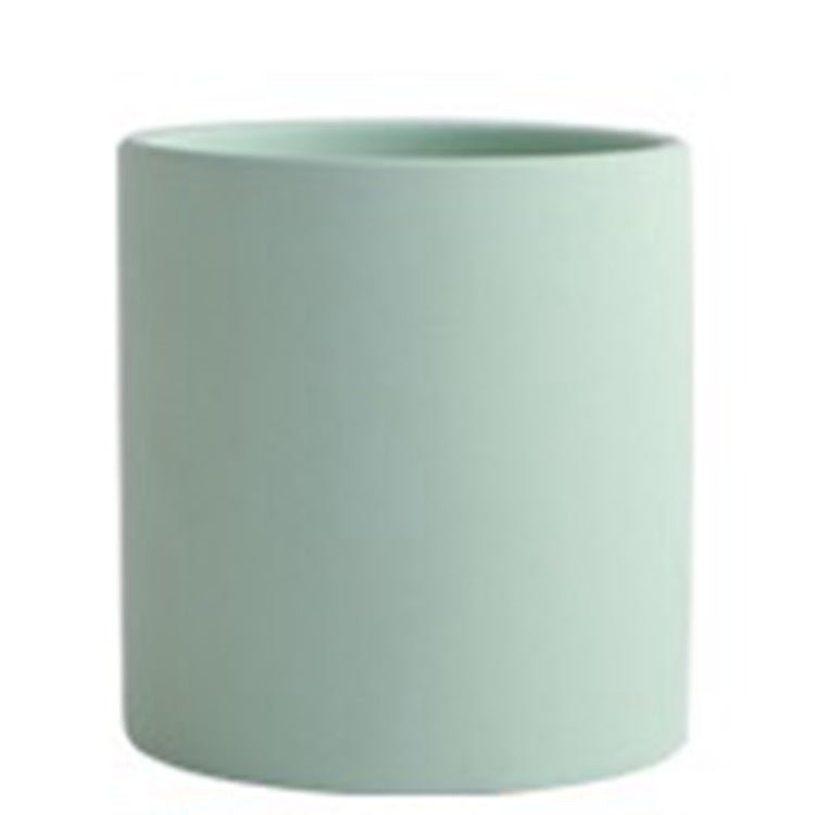 Pot de Fleurs Cylindrique Coloré en Céramique Style Industriel Nordique avec Trou et Plateau - IVOIRART.COM
