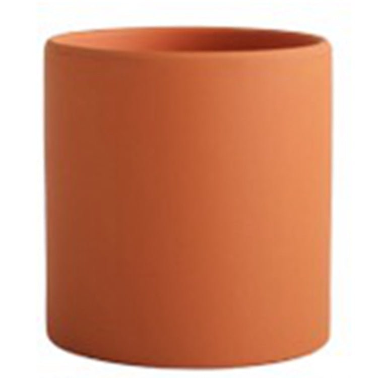 Pot de Fleurs Cylindrique Coloré en Céramique Style Industriel Nordique avec Trou et Plateau - IVOIRART.COM