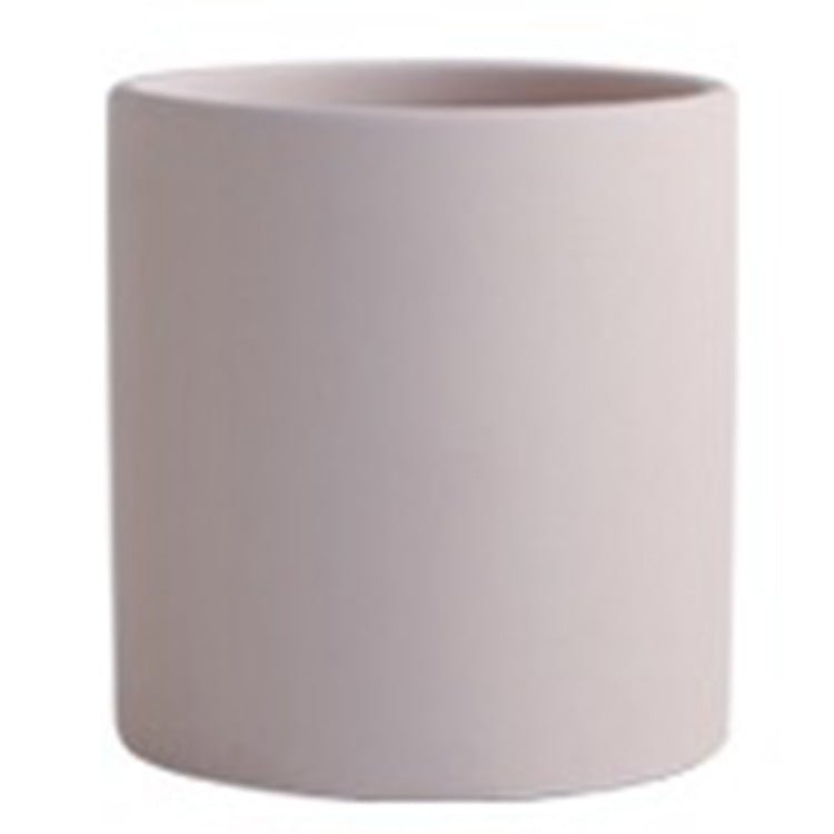Pot de Fleurs Cylindrique Coloré en Céramique Style Industriel Nordique avec Trou et Plateau - IVOIRART.COM