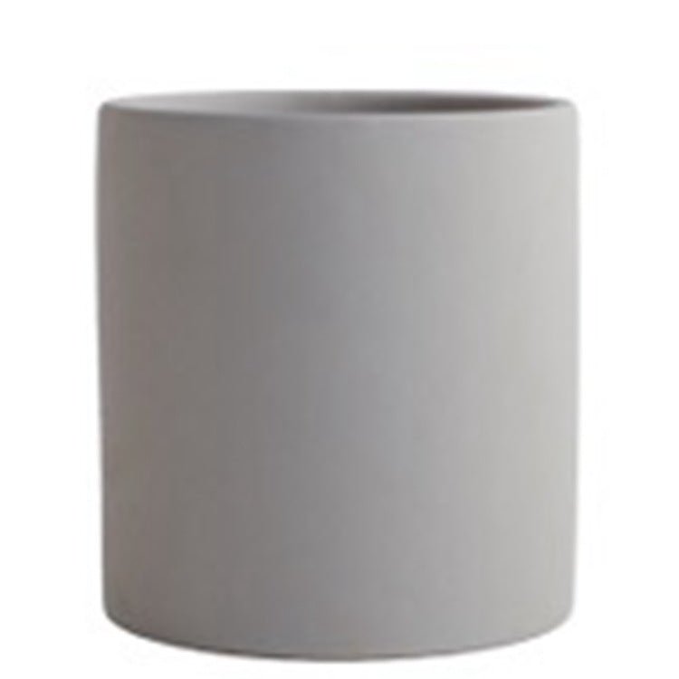 Pot de Fleurs Cylindrique Coloré en Céramique Style Industriel Nordique avec Trou et Plateau - IVOIRART.COM