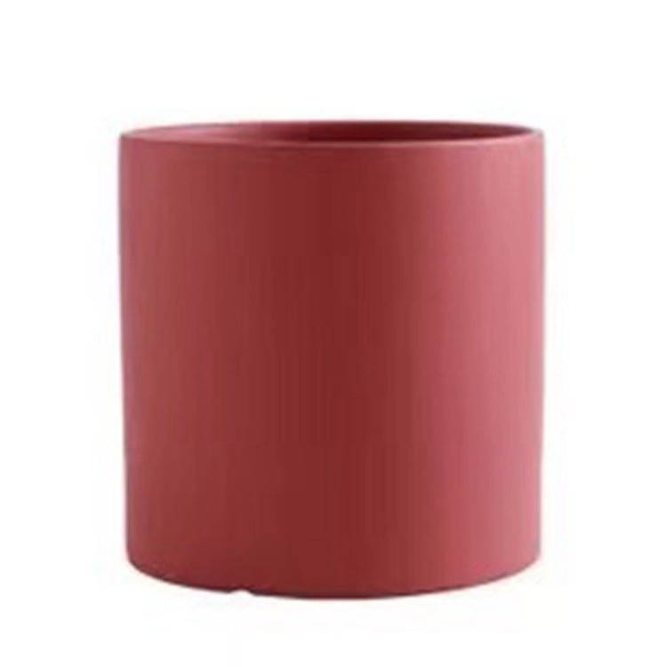 Pot de Fleurs Cylindrique Coloré en Céramique Style Industriel Nordique avec Trou et Plateau - IVOIRART.COM