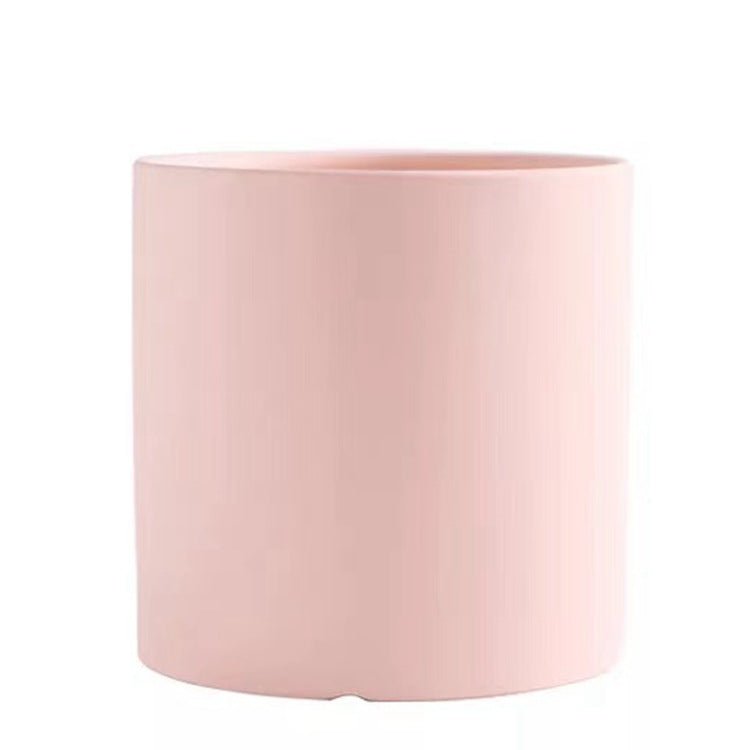 Pot de Fleurs Cylindrique Coloré en Céramique Style Industriel Nordique avec Trou et Plateau - IVOIRART.COM
