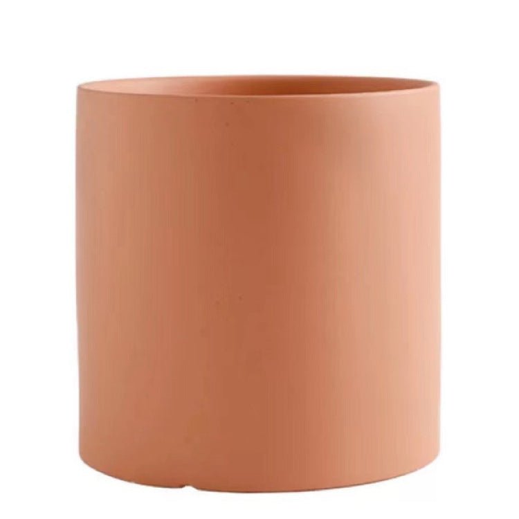 Pot de Fleurs Cylindrique Coloré en Céramique Style Industriel Nordique avec Trou et Plateau - IVOIRART.COM