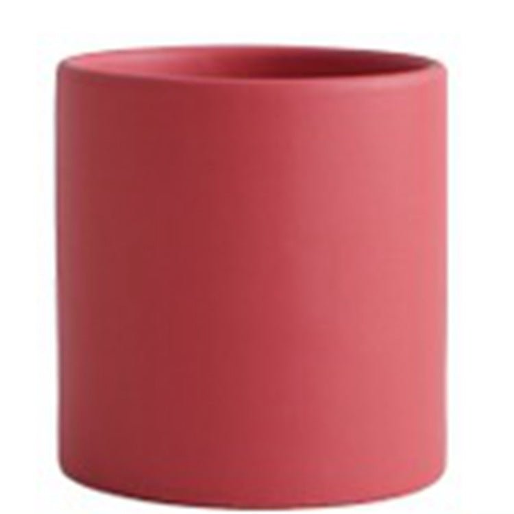 Pot de Fleurs Cylindrique Coloré en Céramique Style Industriel Nordique avec Trou et Plateau - IVOIRART.COM