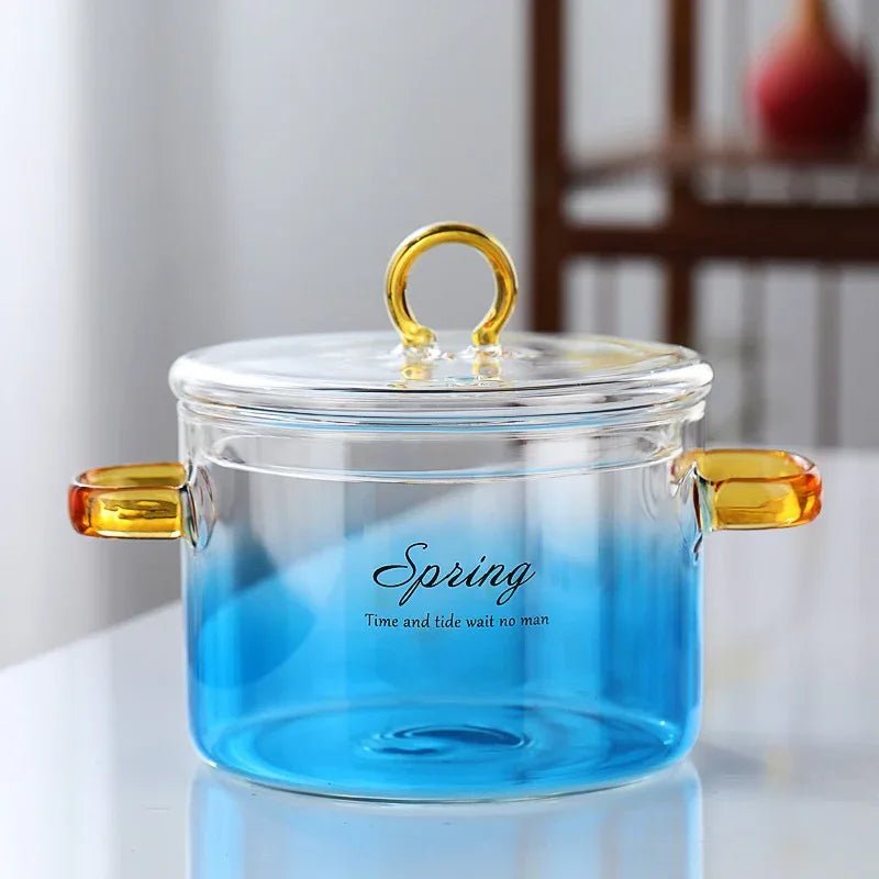 Pot en Verre Borosilicaté Chauffant Ménager à Double Anse, 1,1 à 2 L - IVOIRART.COM