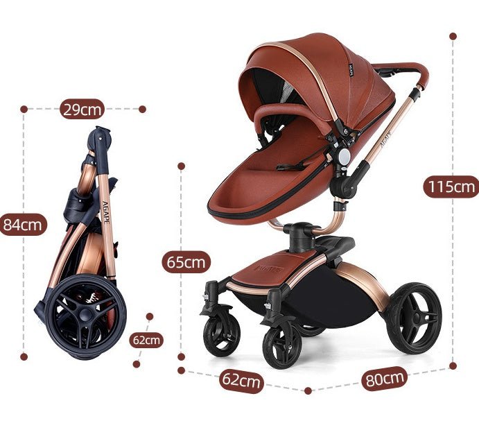 Poussette Bébé Haute Vue 3-en-1 avec Rotation 360 Degrés et Panier Pliable - IVOIRART.COM