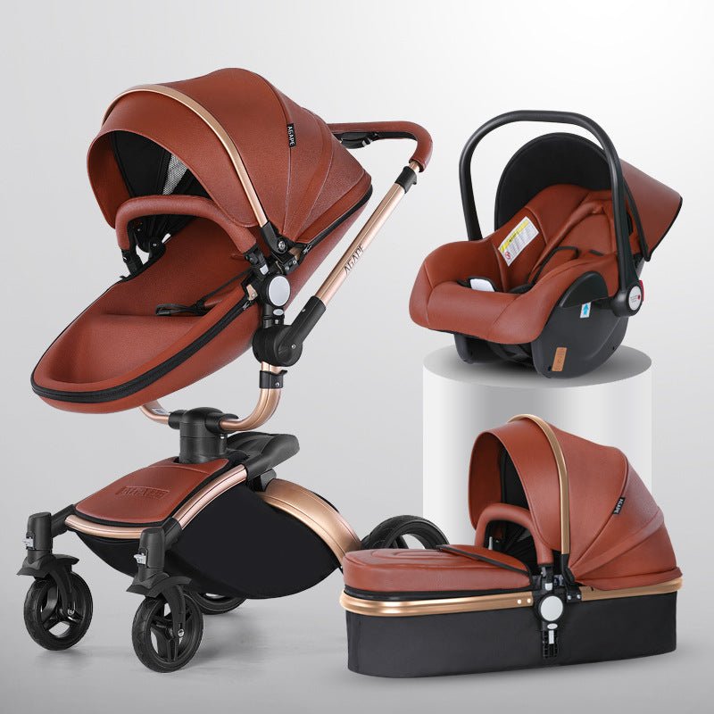 Poussette Bébé Haute Vue 3-en-1 avec Rotation 360 Degrés et Panier Pliable - IVOIRART.COM