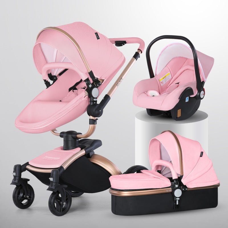Poussette Bébé Haute Vue 3-en-1 avec Rotation 360 Degrés et Panier Pliable - IVOIRART.COM