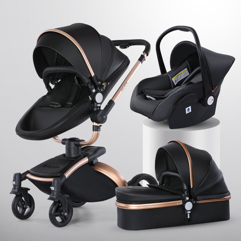 Poussette Bébé Haute Vue 3-en-1 avec Rotation 360 Degrés et Panier Pliable - IVOIRART.COM
