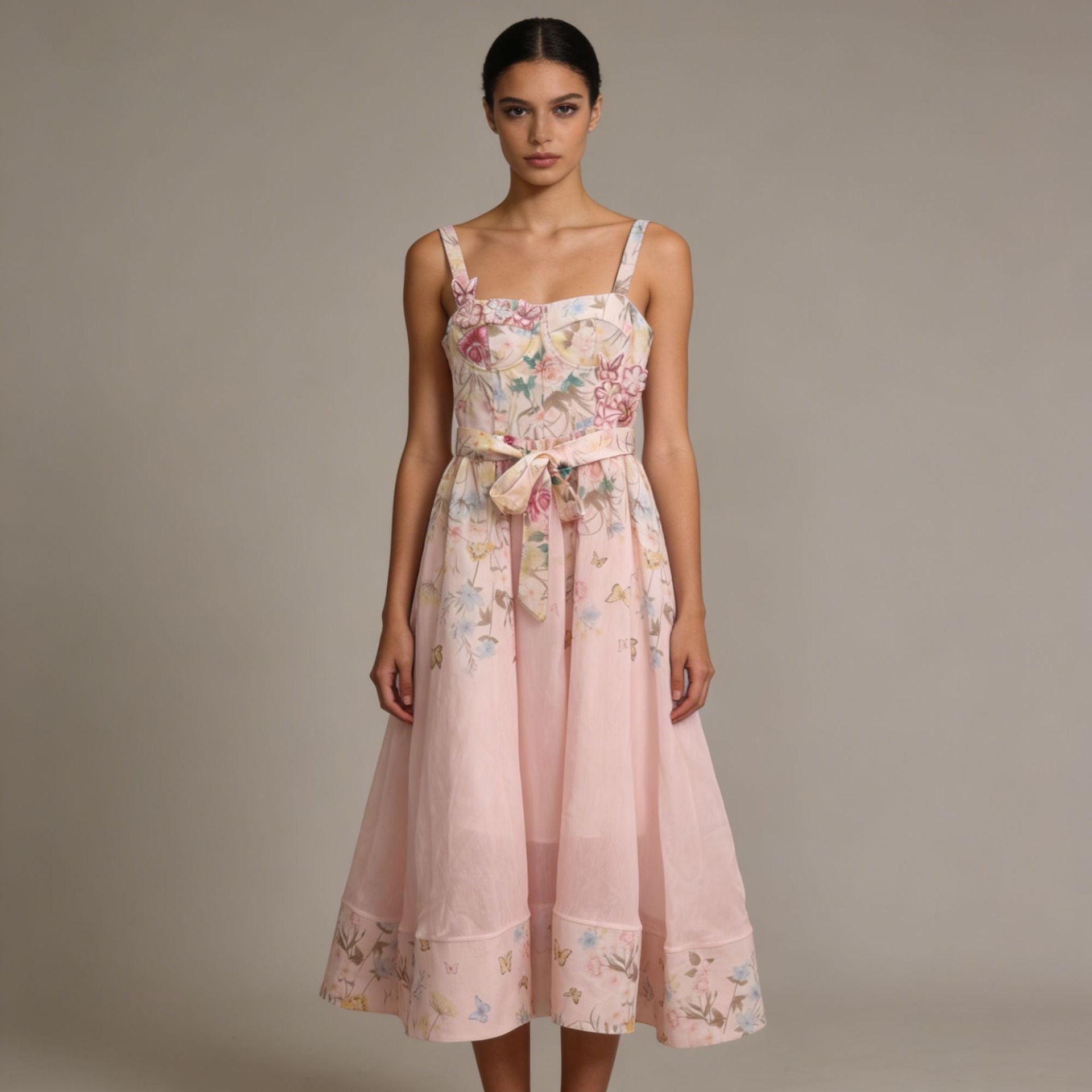 Printed Elegant Strapless Sleeveless Figure-flattering Dress - IVOIRART.COM