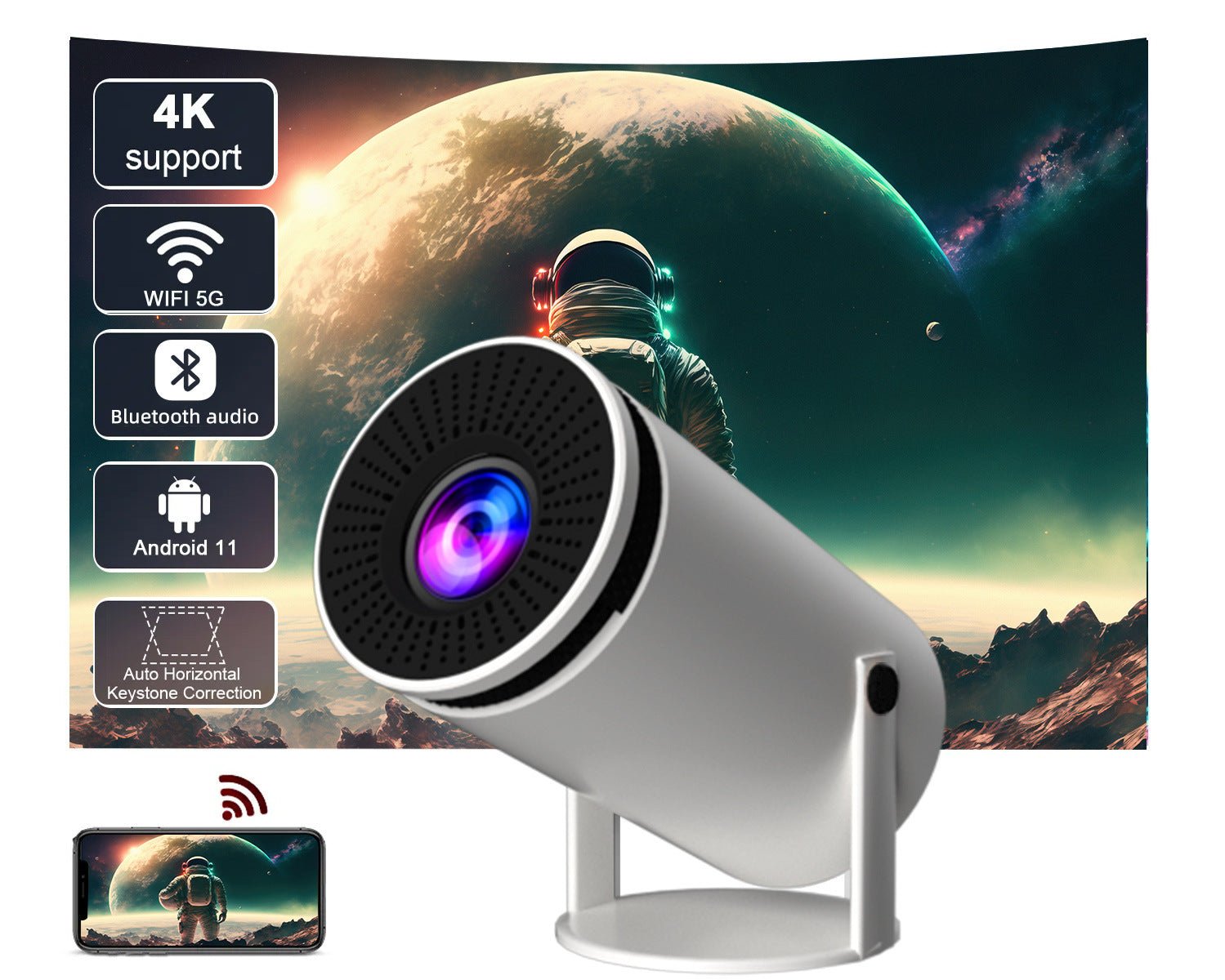 Projecteur intelligent Barrel Machine Hy300 avec écran de projection AnzhuoHD blanc - IVOIRART.COM