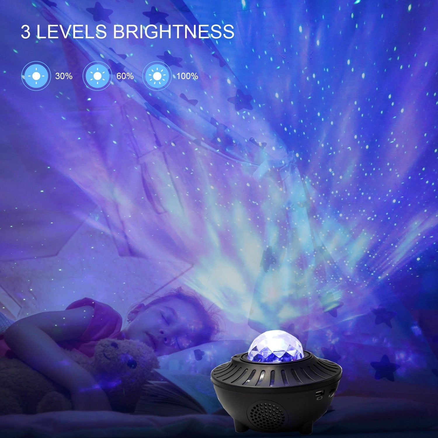 Projecteur lumineux musical LED Bluetooth avec ciel étoilé et sécurité papillon - IVOIRART.COM